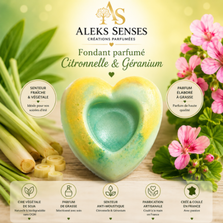 Fondant parfumé Citronnelle & Géranium | Aleks Senses