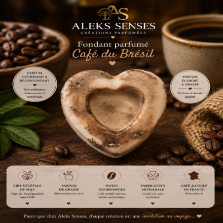 Fondant parfumé Café du Brésil | Cire végétale & Parfum de Grasse | Aleks Senses
