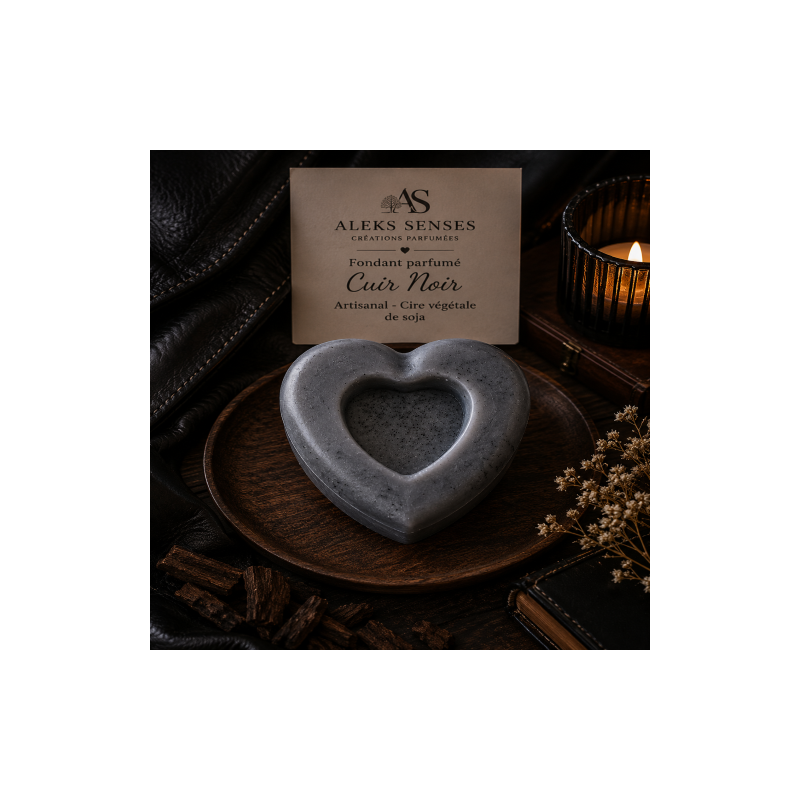 Fondant parfumé Cuir Noir | Cire végétale & Parfum de Grasse | Aleks Senses