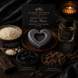 Fondant parfumé Cuir Noir | Cire végétale & Parfum de Grasse | Aleks Senses