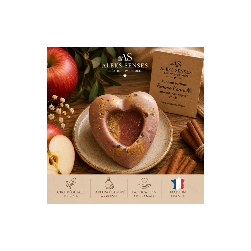 Fondant parfumé Pomme Cannelle | Cire végétale & Parfum de Grasse | Aleks Senses