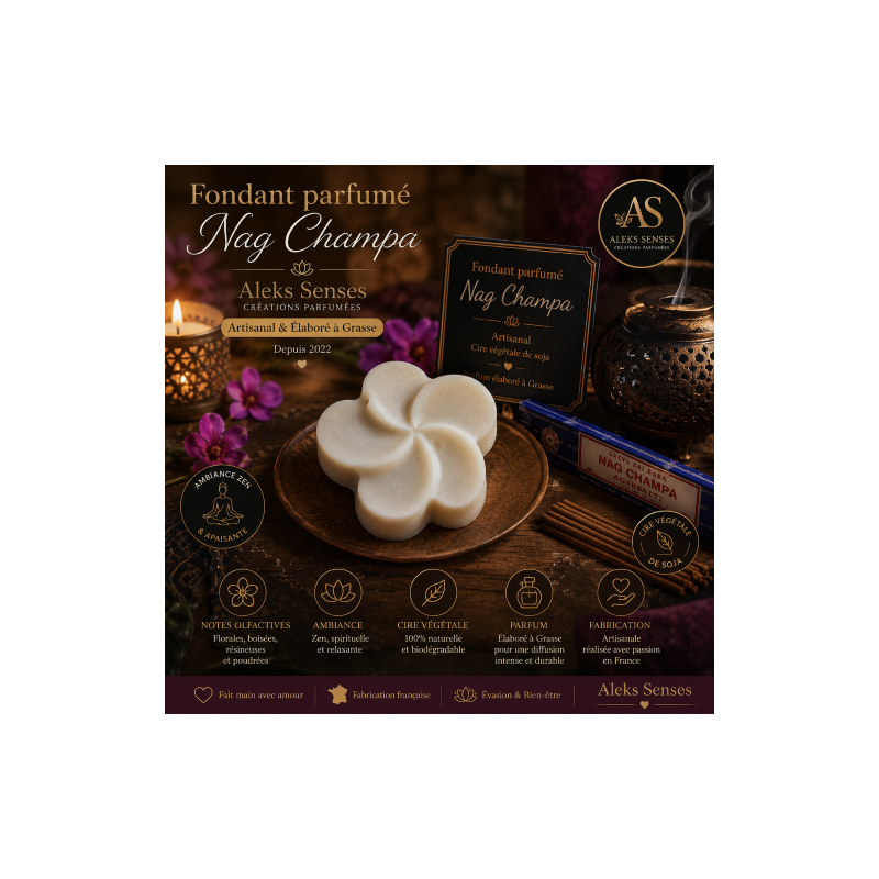 Fondant parfumé Nag Champa | Cire végétale & Parfum de Grasse | Aleks Senses