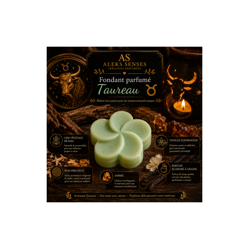 Fondant parfumé Taureau | Cire végétale & Parfum de Grasse | Aleks Senses