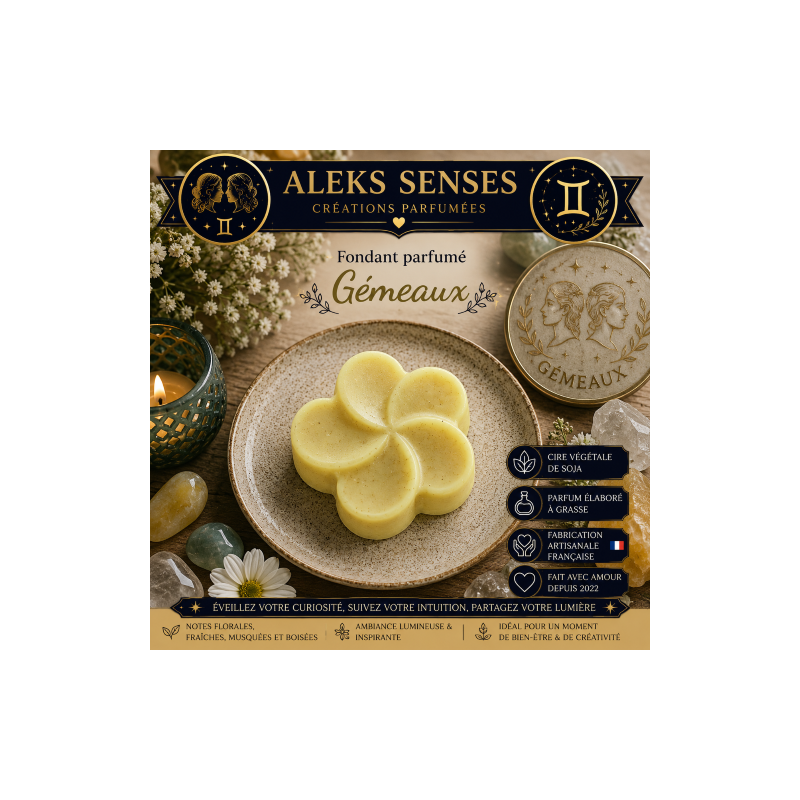 Fondant parfumé Gémeaux | Cire végétale & Parfum de Grasse | Aleks Senses