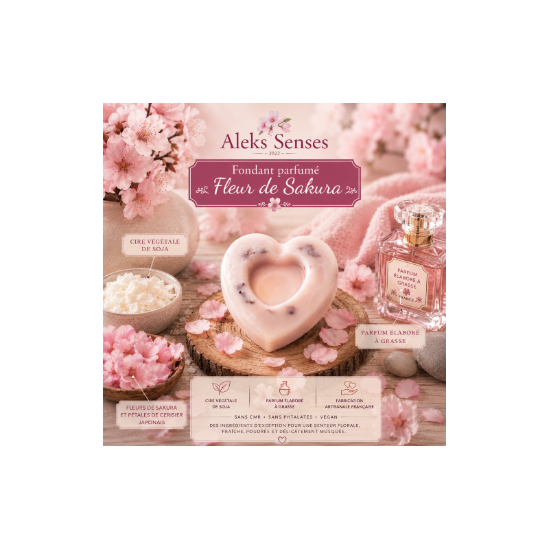 Fondant parfumé Fleur de Sakura | Cire végétale & Parfum de Grasse | Aleks Senses