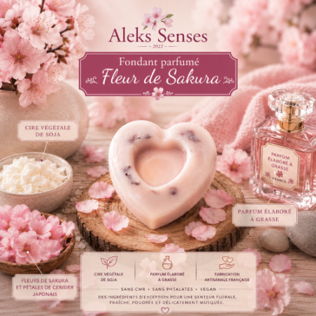 Fondant parfumé Fleur de Sakura | Cire végétale & Parfum de Grasse | Aleks Senses