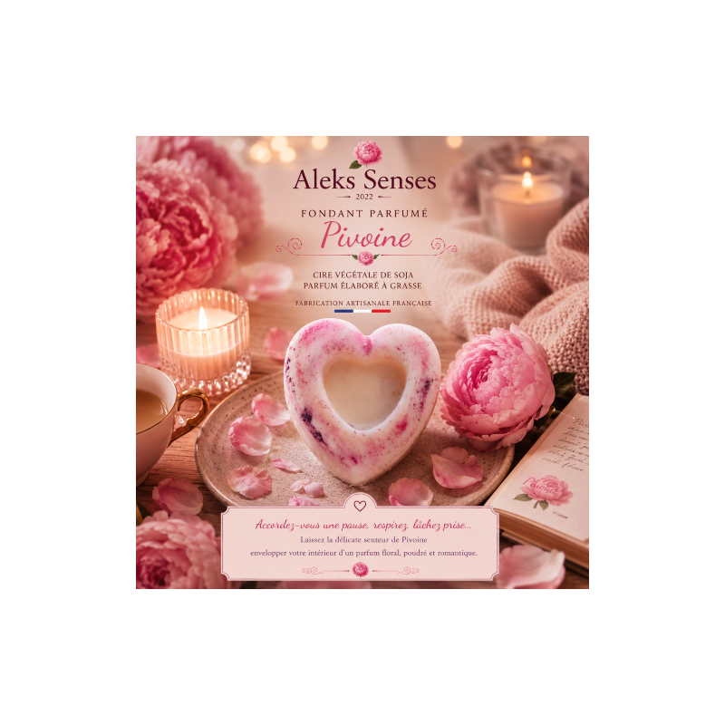 Fondant parfumé Pivoine | Cire végétale & Parfum de Grasse | Aleks Senses