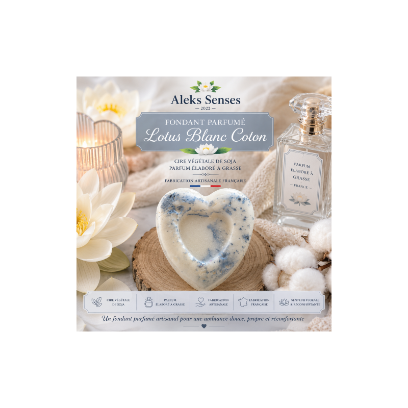 Fondant parfumé Lotus Blanc Coton | Cire végétale & Parfum de Grasse | Aleks Senses