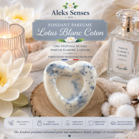 Fondant parfumé Lotus Blanc Coton | Cire végétale & Parfum de Grasse | Aleks Senses