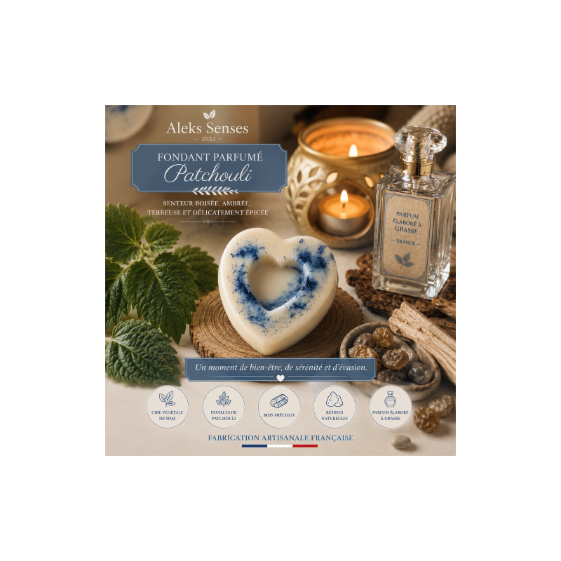 Fondant parfumé Patchouli | Cire végétale & Parfum de Grasse | Aleks Senses