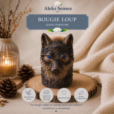 Bougie Loup Personnalisable en Cire de Soja | Aleks Senses