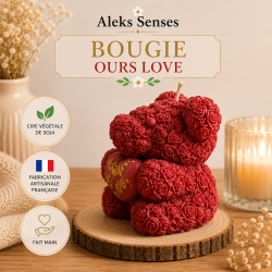 Bougie Ours Cœur Personnalisable en Cire de Soja | Aleks Senses