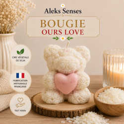 Bougie Ours Cœur Personnalisable en Cire de Soja | Aleks Senses