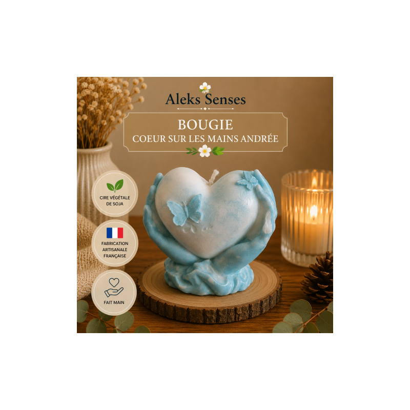 Bougie Cœur sur les Mains Personnalisable en Cire de Soja | Aleks Senses