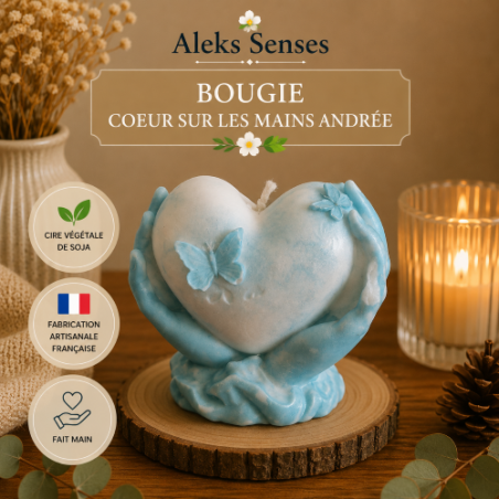 Bougie Cœur sur les Mains Personnalisable en Cire de Soja | Aleks Senses