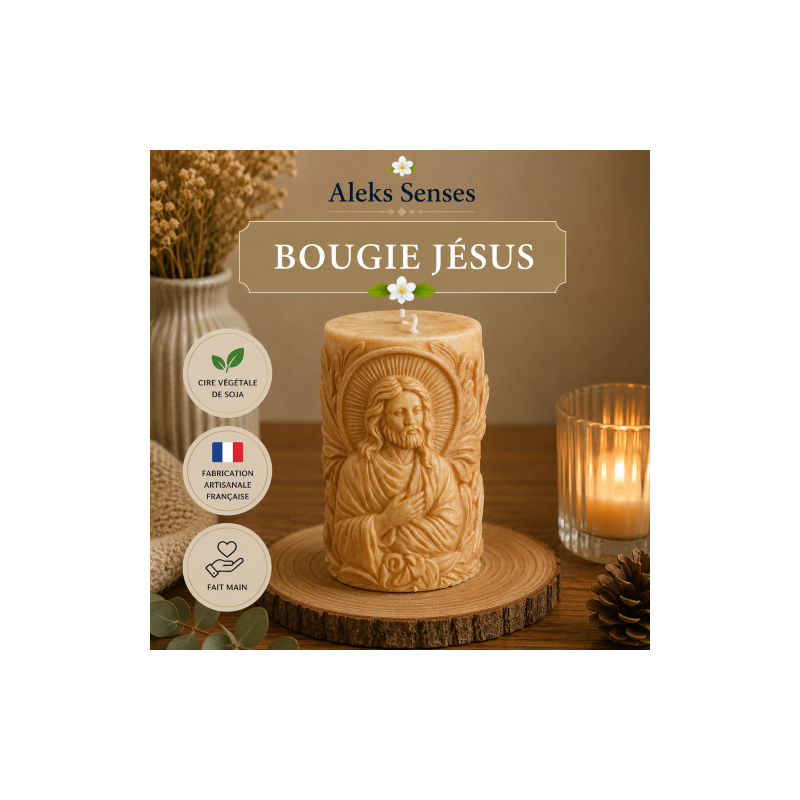 Bougie Jésus Personnalisable en Cire de Soja | Aleks Senses