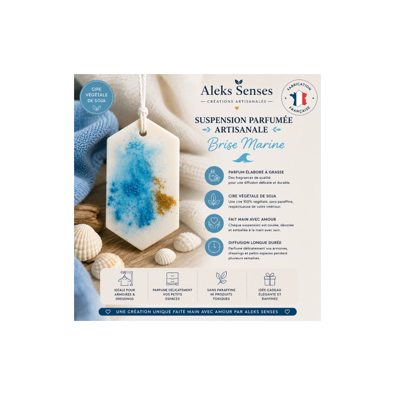 Suspension parfumée 2 en 1 Brise Marine  Cire végétale | Aleks Senses