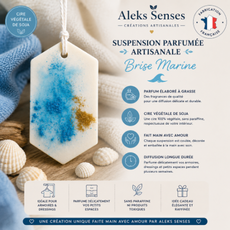 Suspension parfumée 2 en 1 Brise Marine  Cire végétale | Aleks Senses