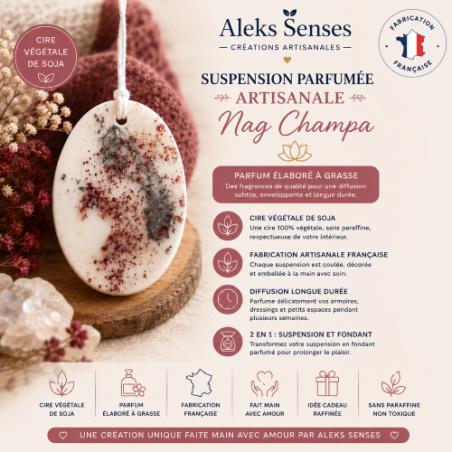 Suspension parfumée Nag Champa 2 en 1 – Cire végétale | Aleks Senses