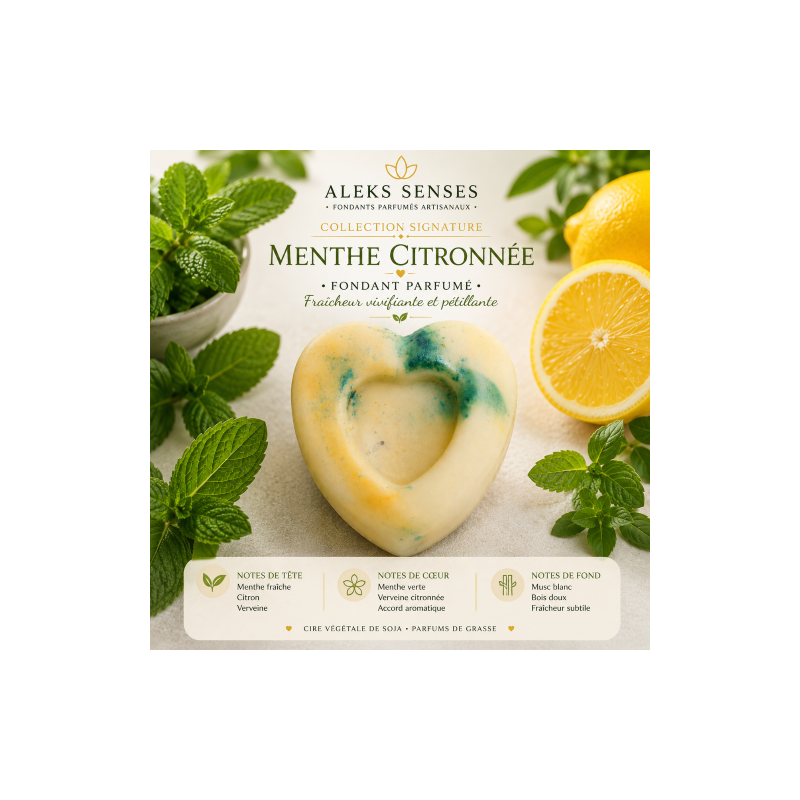 Fondant parfumé Menthe Citronnée | Fondant artisanal frais aux agrumes | Aleks Senses