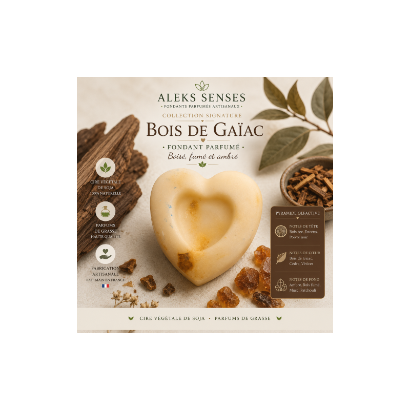 Fondant parfumé Bois de Gaïac | Fondant artisanal boisé | Aleks Senses