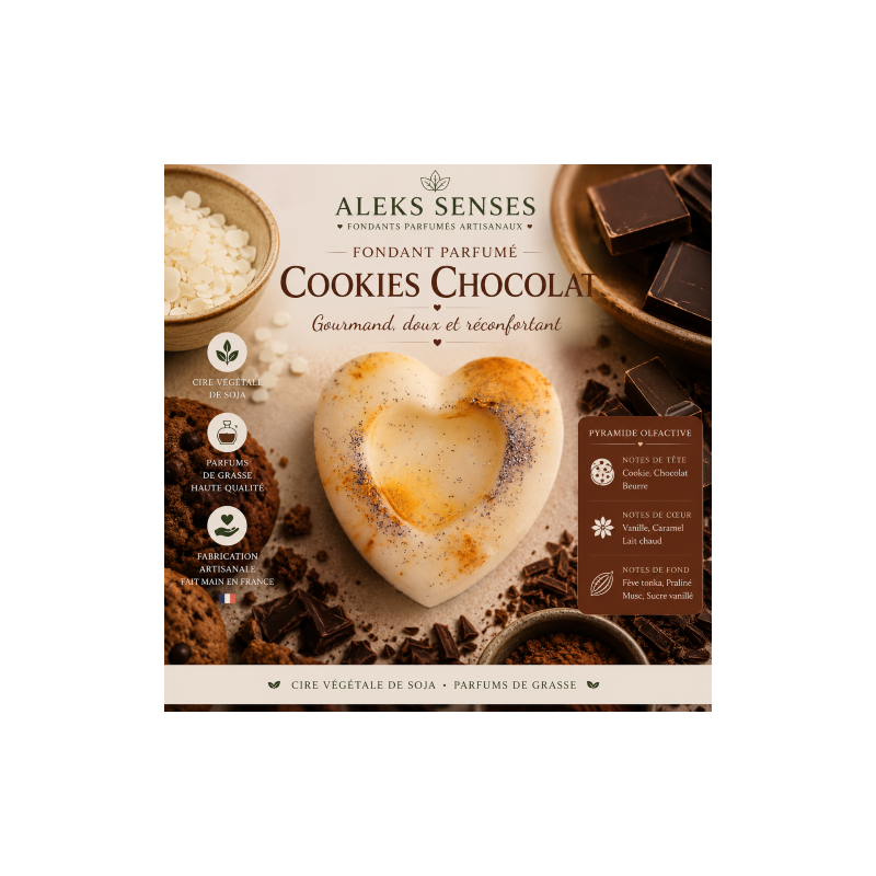 Fondant parfumé Cookie Chocolat | Fondant gourmand artisanal | Aleks Senses