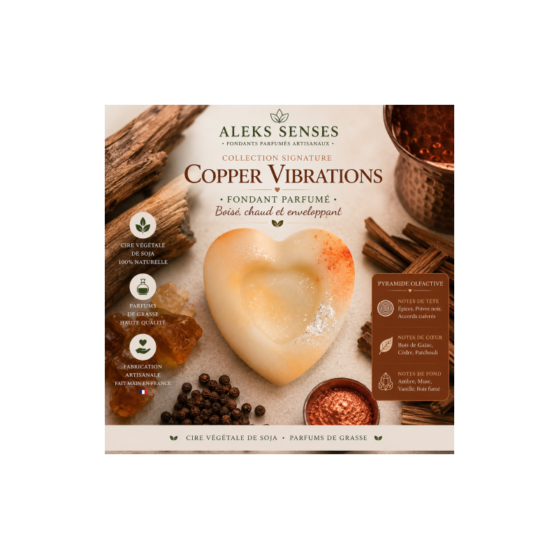 Fondant parfumé Copper Vibration | Fondant artisanal boisé et ambré | Aleks Senses