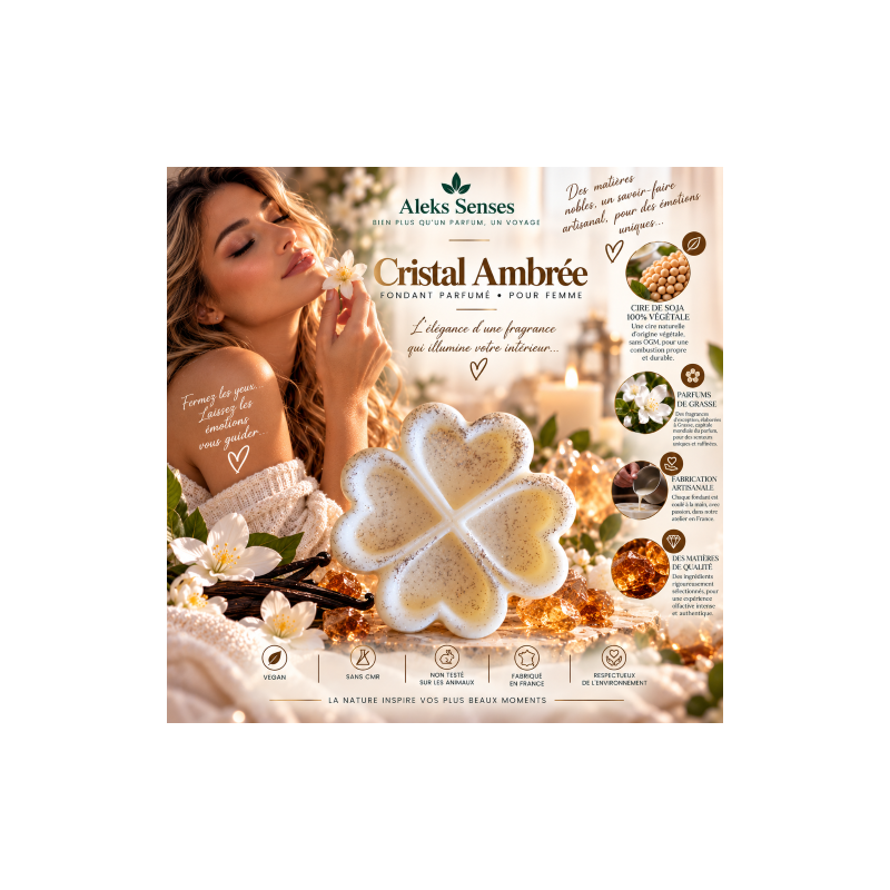 Fondant parfumé Cristal Ambré | Fondant artisanal ambré et boisé | Aleks Senses
